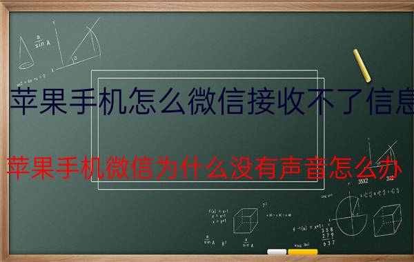 苹果手机怎么微信接收不了信息 苹果手机微信为什么没有声音怎么办？